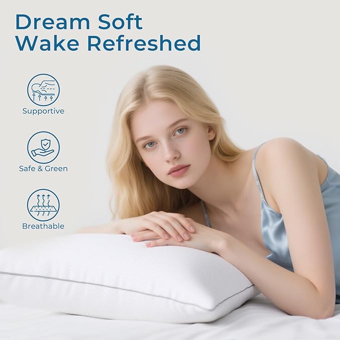 Sasttie Firm Pillows Queen Size Set of 6, Bed Pillows for Side, Back, and Stomach Sleepers - Oeko-Tex Certified Down Alternative Plump Filling - Hotel Quality and Machine Washable, 6 Pack