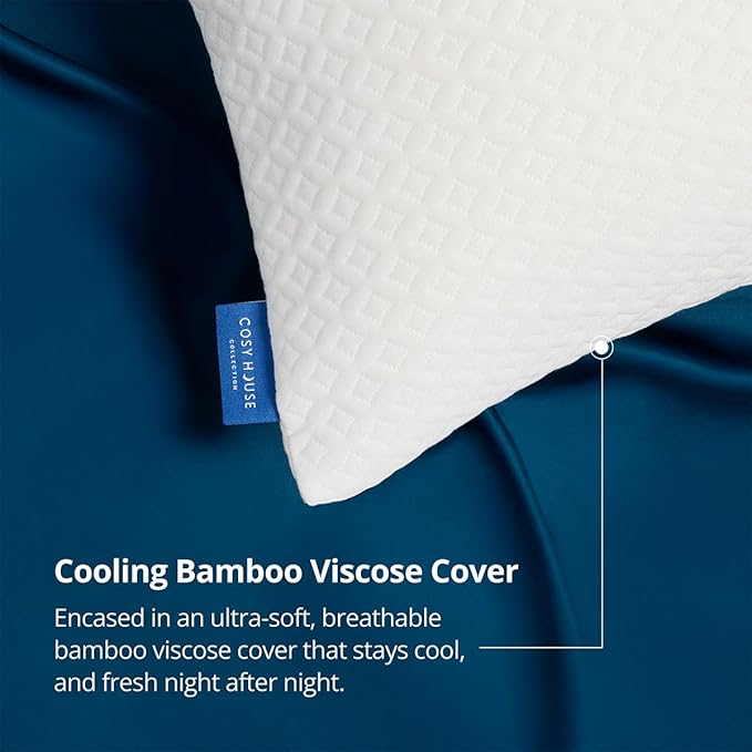 Cosy House Collection Luxury Rayon Derived from Bamboo Shredded Memory Foam Pillow - Adjustable & Removable Fill - Cool & Breathable Cover with Zipper for Side, Back, & Stomach Sleepers (King)