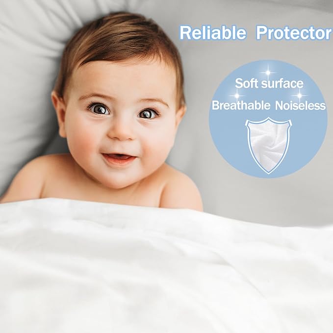 2 Pack Twin XL Premium Waterproof Mattress Protector, Soft Breathable Mattress Pad, Noiseless Waterproof Bed Cover - Stretch to 21" Fitted Deep Pocket Mattress Protection Cover - Light Grey