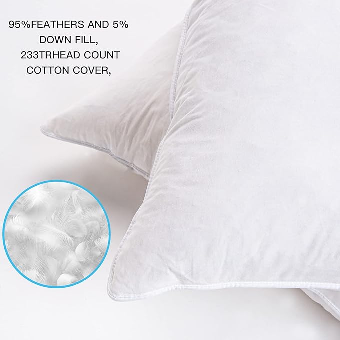 18"x18" Pillow Inserts Soft Feather Pillow Set of 2 Indoor Decorative Sofa Down Pillows Bed Pillows Couch Pillow