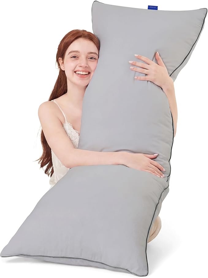 YZ HOME Memory Foam Body Pillow Insert - Full Body Pillow for Adults - Soft Large Long Bed Pillow for Side Sleeper(20x54 Inch, Grey)