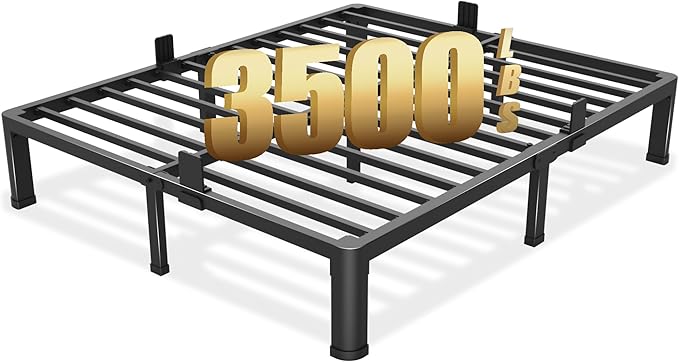 Yitong Angel 10 inch King Size Bed Frame with Round Corner Legs Mattress Slide Stopper,Low Profile Heavy Duty Metal Platform,Steel Slat Support,No Box Spring Needed,Easy Assembly,Noise Free