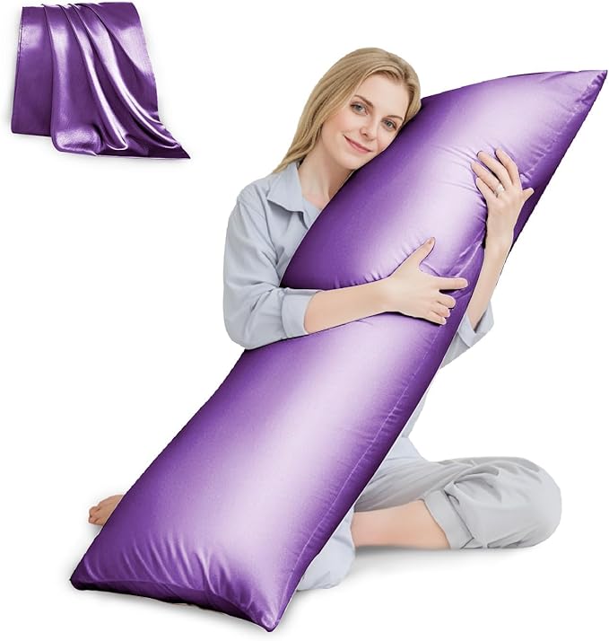 HUXMEYSON Body Pillow with Satin Pillowcase, Body Pillow for Adults, Removable Cover, (20"x54")