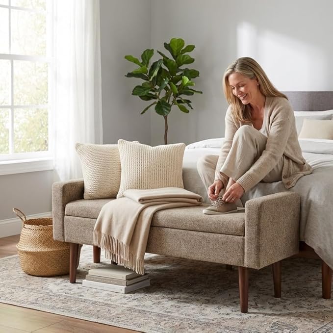 HomePop Fulton Storage Bench - Midtone Gray Fabric