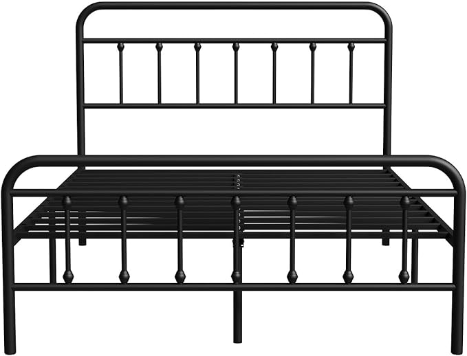 Novilla Metal Full Size Bed Frame - Modern Minimalist Victorian Style with Headboard/Footboard, Heavy-Duty Steel Slats/Underbed Storage/No Box Spring Needed/Easy Assembly/Noise Free/Black