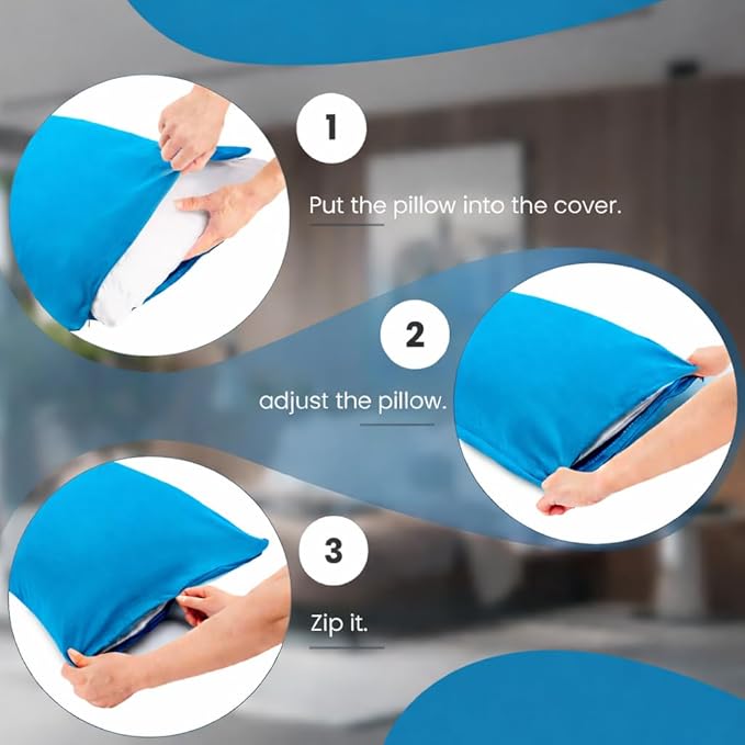EVOLIVE Ultra Soft Body Pillow Cover 21"x54", Cozy Microfiber Pillowcase with Hidden Zipper, Breathable, Perfect for Pregnancy & Side Sleepers, Cover Only (21"x54" Body Pillow Cover, Ocean)