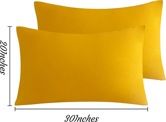 NTBAY Queen Pillow Cases Set of 2, 2 Pack Brushed Microfiber 20x30 Pillow Cases, Soft, Wrinkle, Fade, Stain Resistant Ginger Yellow Pillow Cases with Envelope Closure, 20x30 Inches, Ginger Yellow