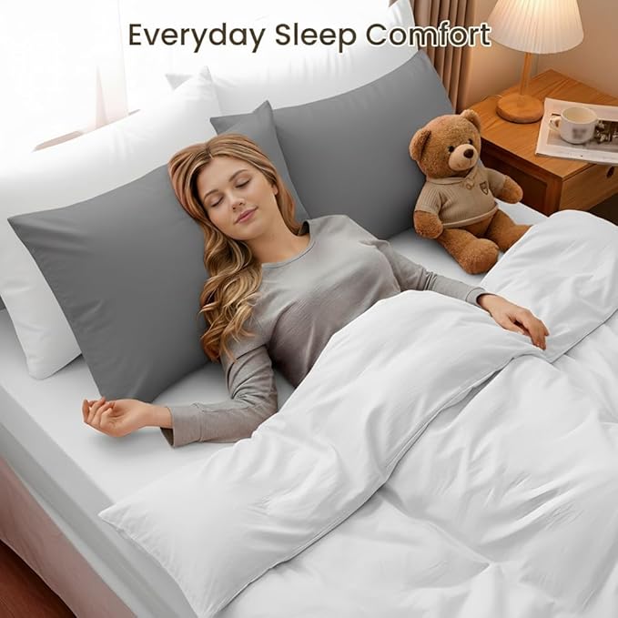 Brushed Microfiber Pillow Cases Standard Size Pillow Case-Envelope Closure Pillowcases Set of 2,Cooling & Moisture Wicking,Wrinkle Resistant Bed Pillowcases 20" X 36"(King,Dark Gray)