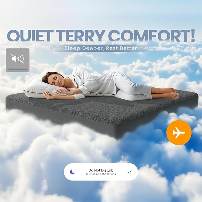 Utopia Bedding Queen Size Mattress Protector Waterproof, Premium 200 GSM Terry Mattress Cover, Soft & Breathable Bed Cover, Fitted Sheet Style Stretchable Deep Pockets 17" (Gray)