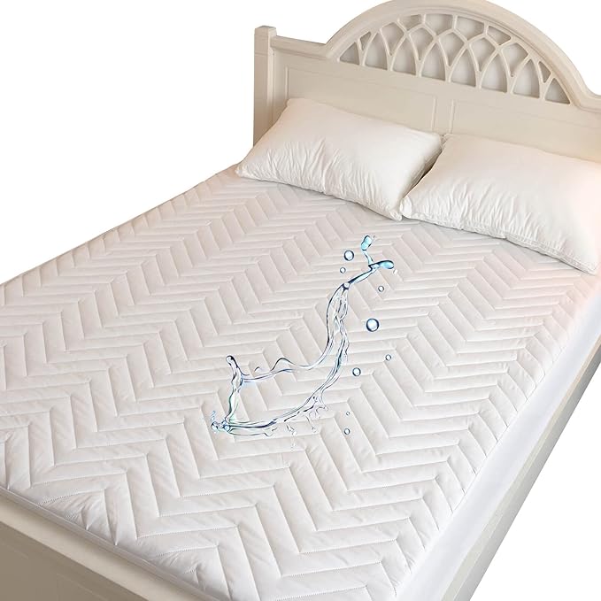 Kingnex Quilted Waterproof RV Bunk Mattress Protector Pad for 30 x 75 Narrow Twin Bed Cot Size Fitted Sheet Style Matress Cover