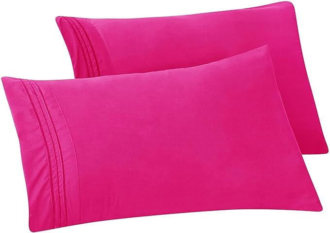Elegant Comfort Solid Pillowcases 1500 Premium Hotel Quality Microfiber - Smooth Weave, Wrinkle and Stain Resistant, Easy Slip-On, 2-Piece Set, Standard/Queen Pillowcase, Pink