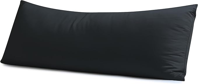 Body Pillow Cover Long Pillow Case,100% Egyptian Cotton Bed Pillow Protector with Zipper,400 Thread Count Cooling Full Body Pillowcase for Adults 20x54 Inches (1 Pack,Black)
