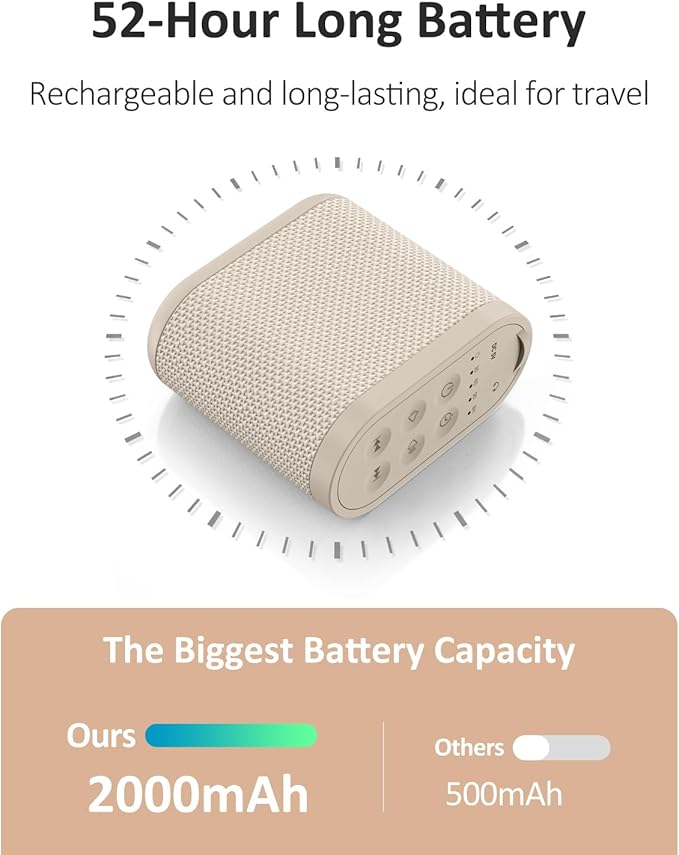 Portable Baby & Adults Sound Machine : Super Long-Lasting & Rechargeable Battery, Headphone Jack, 21 Sounds - White Noise Machine for Adult, Travel, Sleeping, Registry Gift