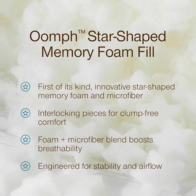 Coop Home Goods Extra Oomph Star-Shaped Pillow Fill, Extra Fill Memory Foam & Microfiber Filler for Adjustable Pillows, Cushions & Crafts, Pillow Stuffing, CertiPUR-US & GREENGUARD Gold Certified