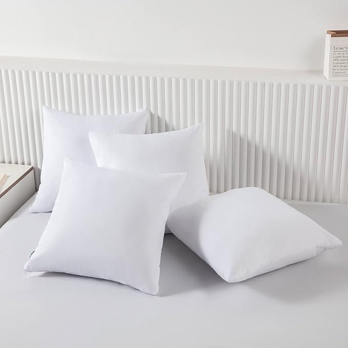 Kingnex 4 Pack Waterproof Down Feather Proof Pillow Protectors with Zipper 20x20 Zippered Pillow Covers for Square Throw Pillow