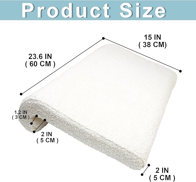 2PCS Dorm Bed Hanging Wood Headboard Back Cushion, Pillow with Removable Berber Fleece Cover, Upholstery Reading Cushions for Bedroom (Ivory)