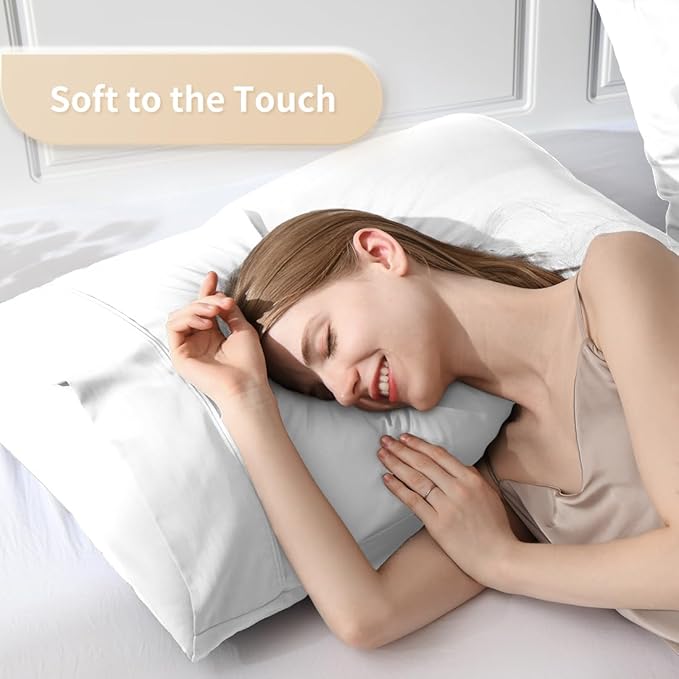 King Pillowcases, Cooling Viscose from Bamboo Pillow Covers with Envelope Closure, Soft Moisture-Wicking for Hot Sleepers, Hair and Skin-Friendly, White, 2 Pack