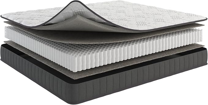 Ottomanson King 9" Hybrid Mattress - Medium Firm Support - Made in USA - Individually Pocketed Coils & CertiPUR-US Foam - Fiberglass-Free - Bed in a Box