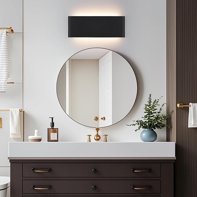 Mille Lucciole 15"Modern LED vanity light,20W Dimmable 5 CCT (3000K-6500K) Adjustable Wall Lamp,Up and Down Wall Lighting,Indoor Wall Sconce for Bedroom,Staircase,Hallway,Dressing Table,4 Pack（Black）