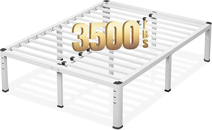 NKZ Full Platform Bed Frame, 20 Inch Metal Bed Frame with Storage Space, No Box Spring Needed, Easy Assembly, Noise Free, 3,500 lbs Heavy Duty Steel Slats Support