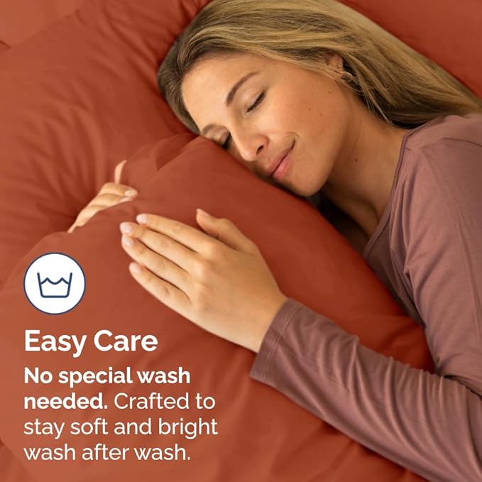 Standard Pillow Cases Set of 4 - Ultra Soft Hotel Quality Pillowcase Covers - Comfy Bedding for Women, Men, Kids & Teens - Machine Washable Pillow Protectors - 4 Piece Set - Standard Size Terracotta