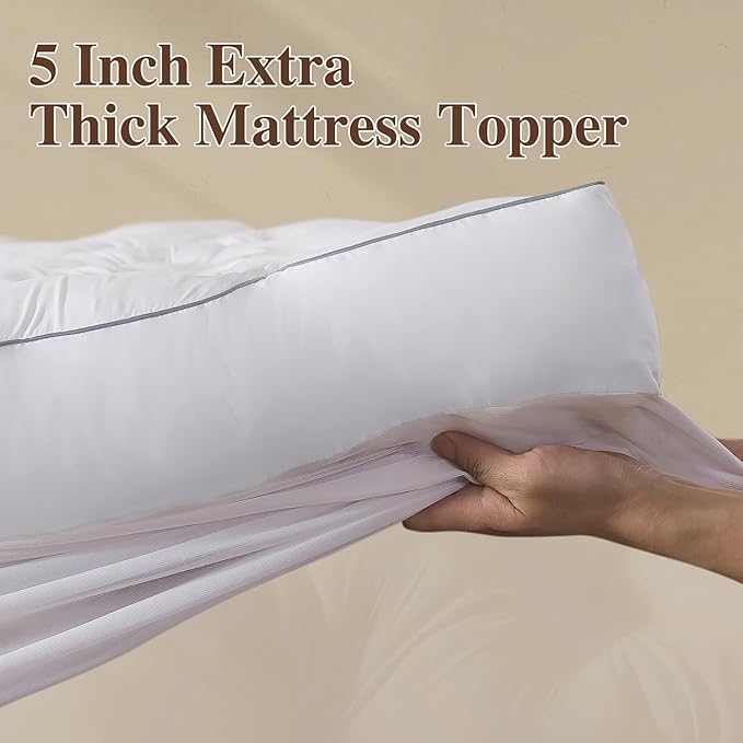 WhatsBedding 5 Inch Memory Foam Mattress Topper Queen Size, Supportive Fluffy Shredded Memory Foam Filled Pillow Top, Extra Soft Bed Topper with Deep Pocket, 60x80 in