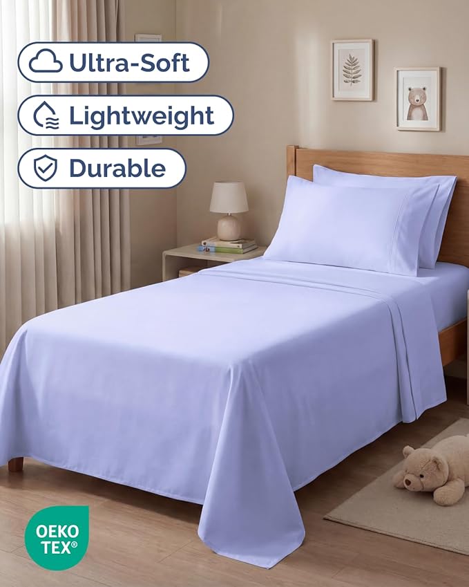Twin 4 Piece Sheet Set - Comfy, Breathable & Cooling - Hotel Luxury Bedding for Women, Men, Kids, Teens and Children - 1 Flat & 1 Fitted Sheet & 2 Pillowcases w/ Deep Pockets - Wrinkle Free - Lavender