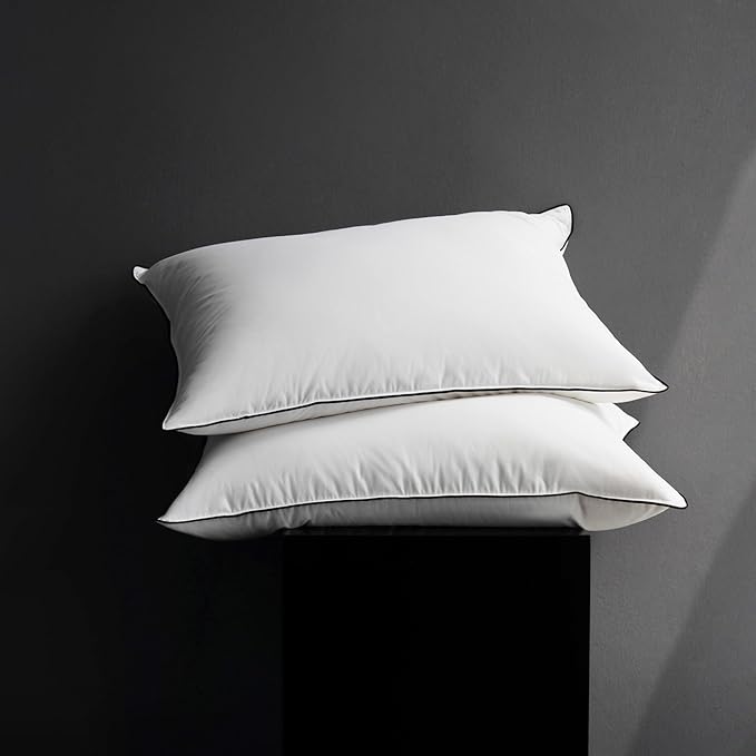 Bed Pillows, Luxury Hotel Collection White Premium DownPillow for Sleeping, 650 Fill Power,100% Cotton Fabric, Soft Support, Down Surrounded Pillow for Side and Back Sleepers, Stomach Sleepers