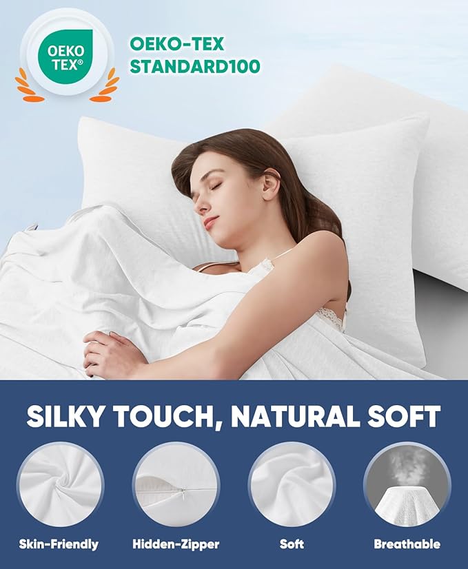 LUXEAR 2 Pack Cooling Pillow Cases, Arc-Chill Q-Max > 0.5 for Hot Sleepers, Hair & Skin Friendly, Double-Sided, Machine Washable, Hidden Zipper, Gift for Women & Men, 20x26, White