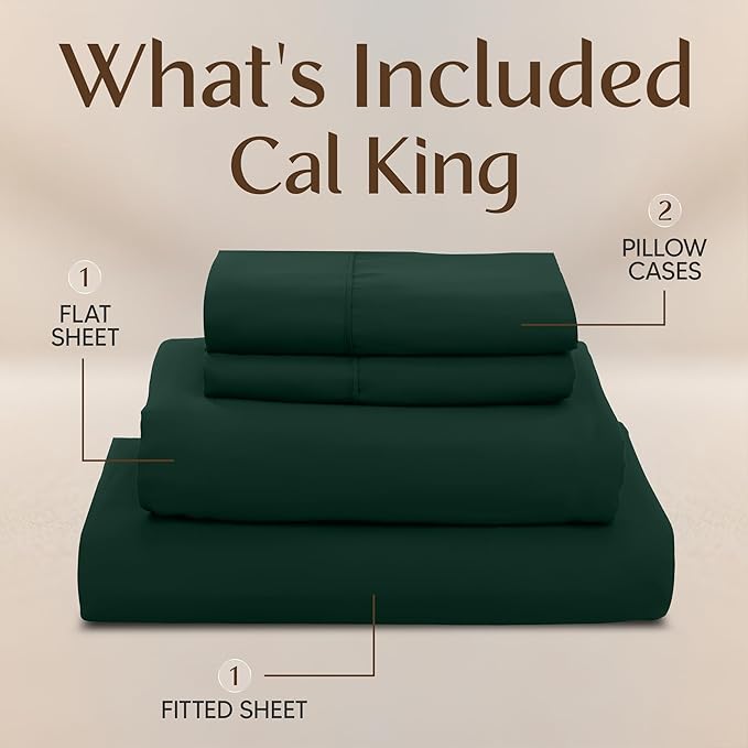 Utopia Bedding California King Size Sheet Set – 4 Piece Bed Sheets, Soft and Breathable Microfiber, Includes 1 Fitted Sheet, 1 Flat Sheet and 2 Pillowcases – Oeko Tex (Emerald)