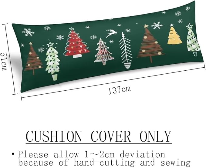 Christmas Body Pillow Cover Christmas Decoration Forest Green Christmas Tree Long Pillow Case with Zipper Farmhouse Bedding Pillowcase Decorative Soft Cushion Pillows Covers for Bedroom,Couch,20"x54"