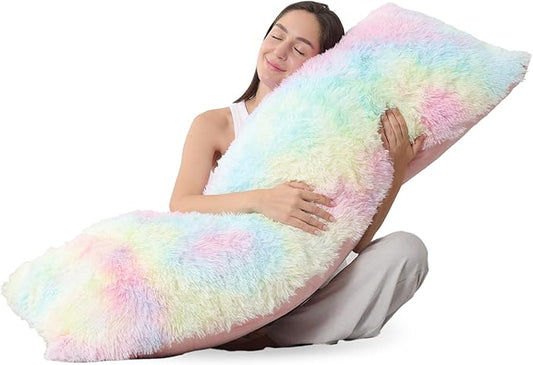 ZonLi Fluffy Body Pillow, Full Body Pillows for Adults, Long Pillow for Sleeping with Removable Cover and Adjustable Filling for Side Sleeper & Pregnancy，Large and Firm Pillow, Machine Washable