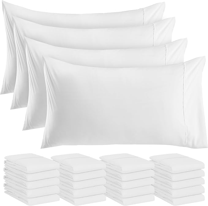 Utopia Bedding Queen Pillow Cases - 24 Pack - Envelope Closure - Soft Brushed Microfiber Fabric - Shrinkage and Fade Resistant Pillow Covers Queen Size 20 X 30 Inches (Queen, White)