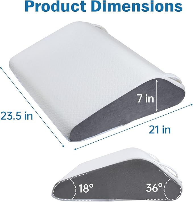 Vekkia Knee Pillow for Back Sleeping, 7" Wedge Pillow for Knees & Leg, Versatile Wedge with Dual Handles,Comfortable Support for Post-Surgery, Lower Back&Hip Pain Relief, Blood Circulation, Swelling