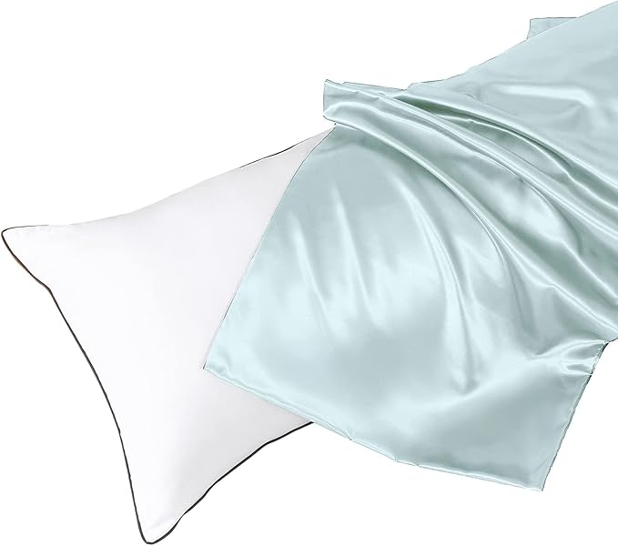HUXMEYSON Body Pillow with Satin Pillowcase, Body Pillow for Adults, Removable Cover, Ice Blue (20"x54")