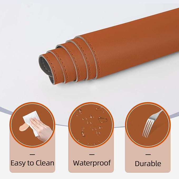 Makeup Mat for Vanity to Protect Desk Top 23.6 x 11.8 in, Dual-Sided Makeup Mat, Easy to Clean Desk Pad - Waterproof and Oilproof Vanity Accessories (Clay Brown and Dark Grey)