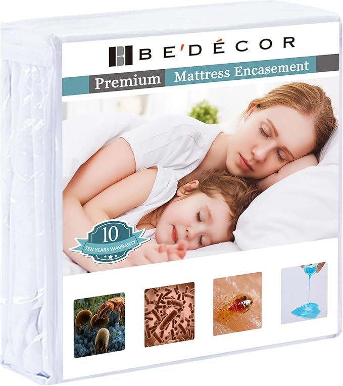 Bedecor Zippered Queen Mattress Protector Cover for 7"-9" Depth Mattress,Fully Encased Liquid Proof Urine Pee Protection Breathable Smooth Incontinence Pet Baby Potty Training