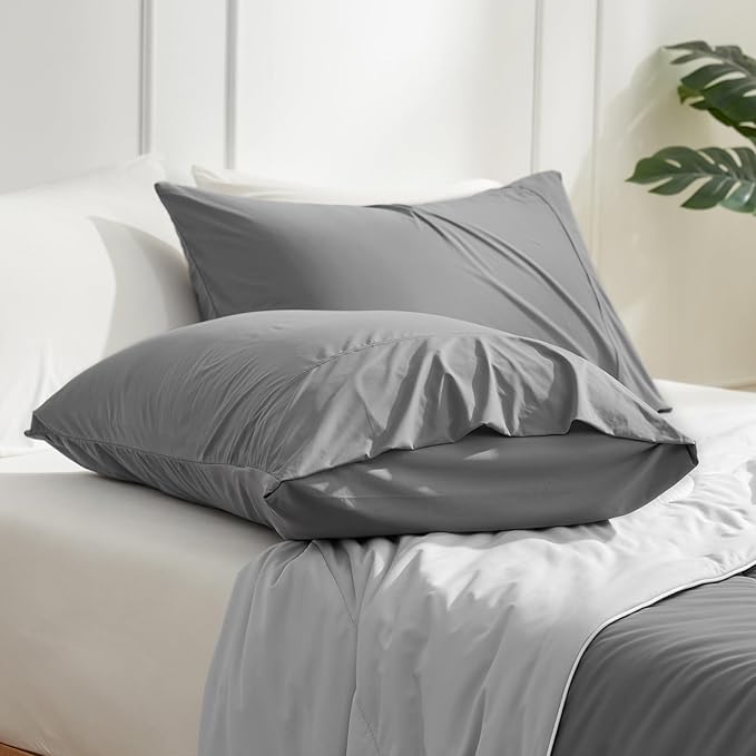 Cozy Bliss Cooling Pillow Cases for Hot Sleepers, Q-Max>0.45, King Size Set of 2, Soft & Silky Pillow Covers with Envelope Closure,Gift, Dark Gray, 20x36 Inches