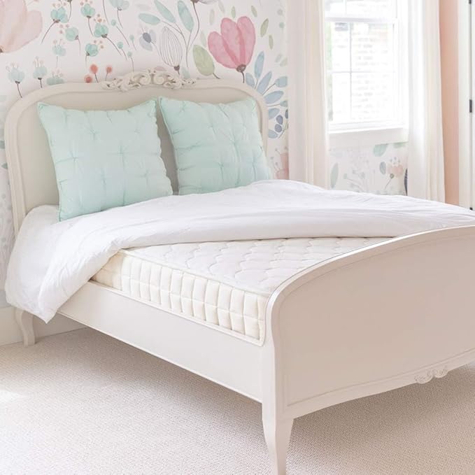 Naturepedic Verse Organic Kids Mattress - Twin XL Firm Mattress with Encased Coil Layers - Quilted Sides