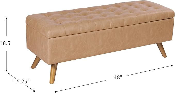 HomePop Modern Tufted Storage Bench - Sand Faux Leather