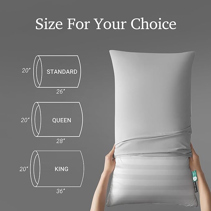 Hotel Grand Bed Pillows Standard Size Set of 2 Packs - 500 Thread Count 100% Cotton Medium Firm Hypoallergenic Feather Down Pillows Machine Washable Pillow for Back, Stomach or Side Sleepers, 20"x26"