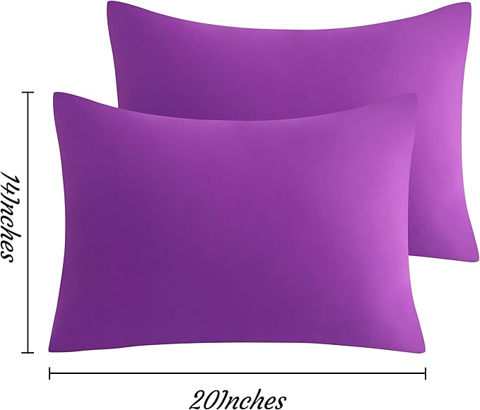NTBAY Toddler Pillow Cases Set of 2, 2 Pack Brushed Microfiber 14x20 Pillow Cases, Soft, Wrinkle, Fade, Stain Resistant Purple Pillow Cases with Envelope Closure, 14x20 Inches, Purple