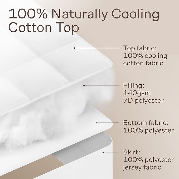 Niagara Cotton Mattress Pad King 78x80 - Non Noisy Cooling Breathable Ultra Plush Absorbent Protector Extra Deep Fits 20 Inches Deep Mattress