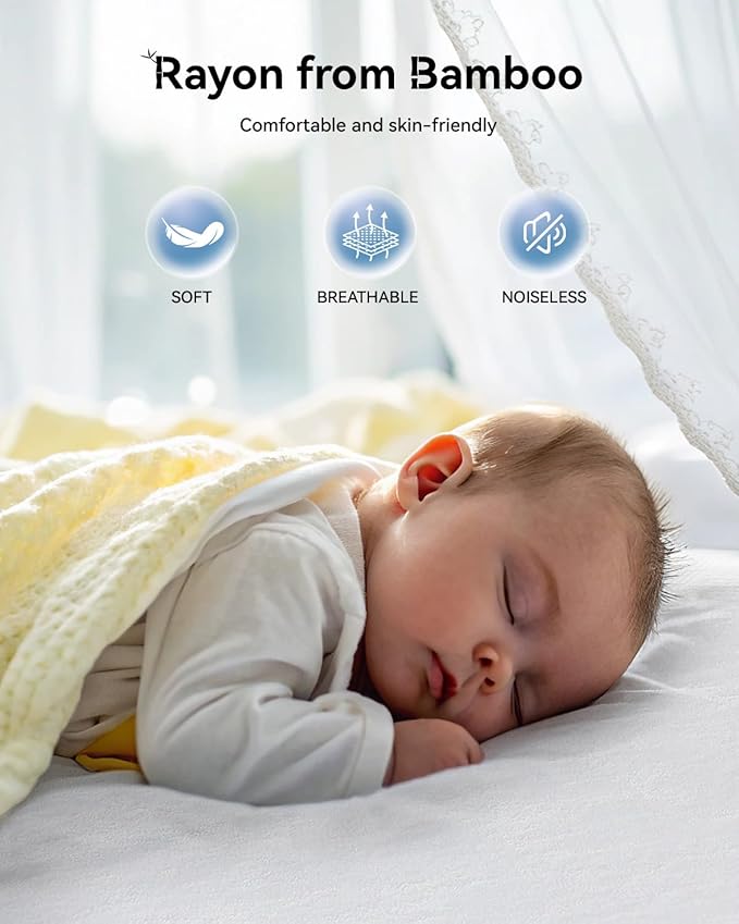 Full Size Cooling Mattress Protector Pad Bed Cover, Breathable Fitted Sheet Style Deep Pocket Soft Noiseless Waterproof Matress Protector Full for Pets Kids Adults