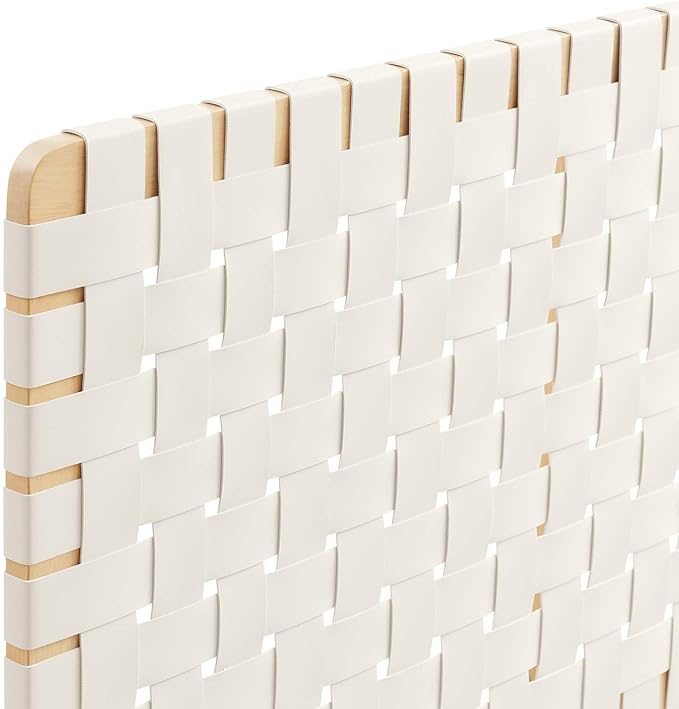 Modway Sparta Weave Full Vegan Leather Headboard in Natural Beige