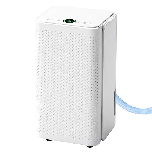 30Pints Dehumidifier with Drain Hose, 2,000 Sq.Ft Dehumidifier for Basement, 2L/0.53 Gallon Tank, Energy Star Cert. 38dB, Humidity Display Ring, Humidity Remover for Home, Bedroom & Bathroom