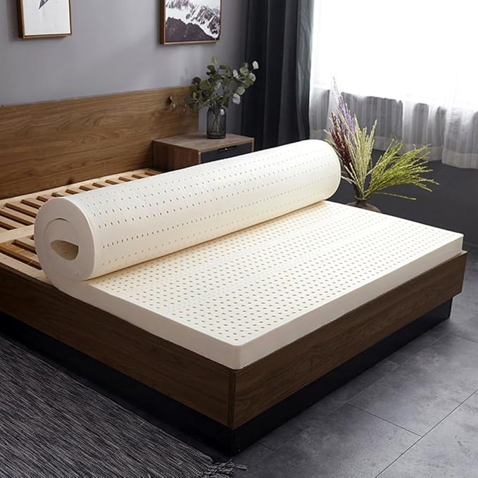 Natural Latex Mattress Topper, Organic Cotton Cover No Memory Foam Chemicals Single Double Hotel Mattress Family King Queen Twin Full Size -1/2/3/4/ 6 Inch,3in,200x220cm(79x87in)