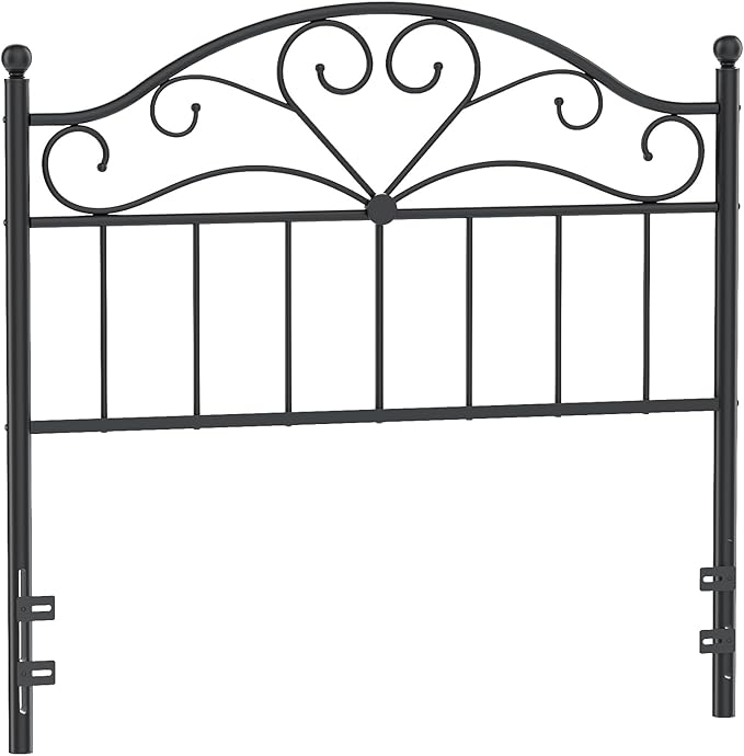 Merronix Vintage Headboard for Full Size Bed Frame, Metal Headboard Only Full Size Freestanding Headboard with Universal Adapters, Height Adjustable, Easy Assembly, Black