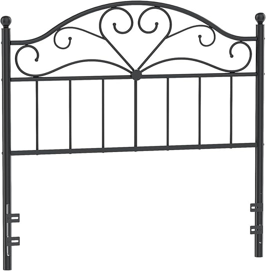 Merronix Vintage Headboard for Full Size Bed Frame, Metal Headboard Only Full Size Freestanding Headboard with Universal Adapters, Height Adjustable, Easy Assembly, Black