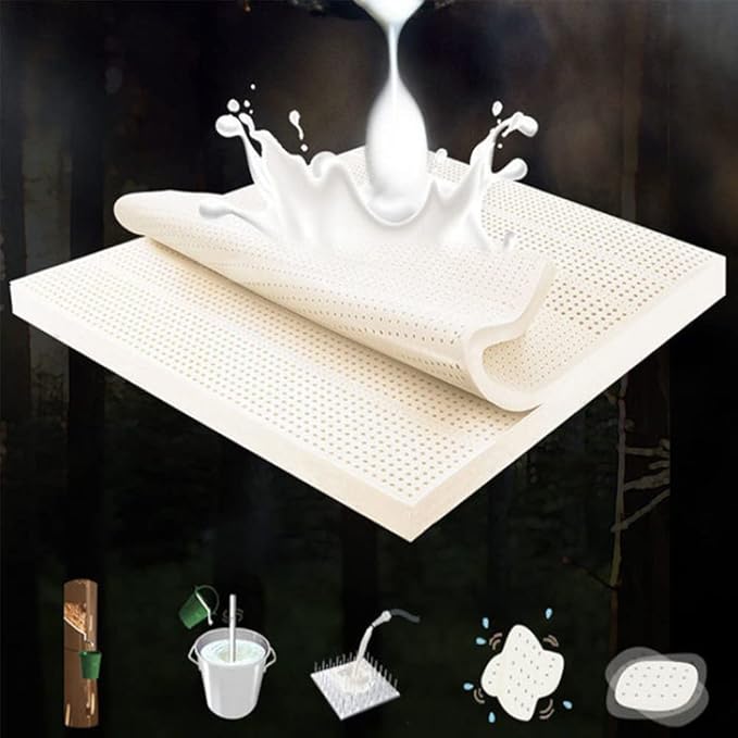 Natural Latex Mattress Topper for Back Pain Relief - Medium Firm Double Bed Topper, Pressure Relieving, Hypoallergenic, Removable Cover for Ultimate Comfort